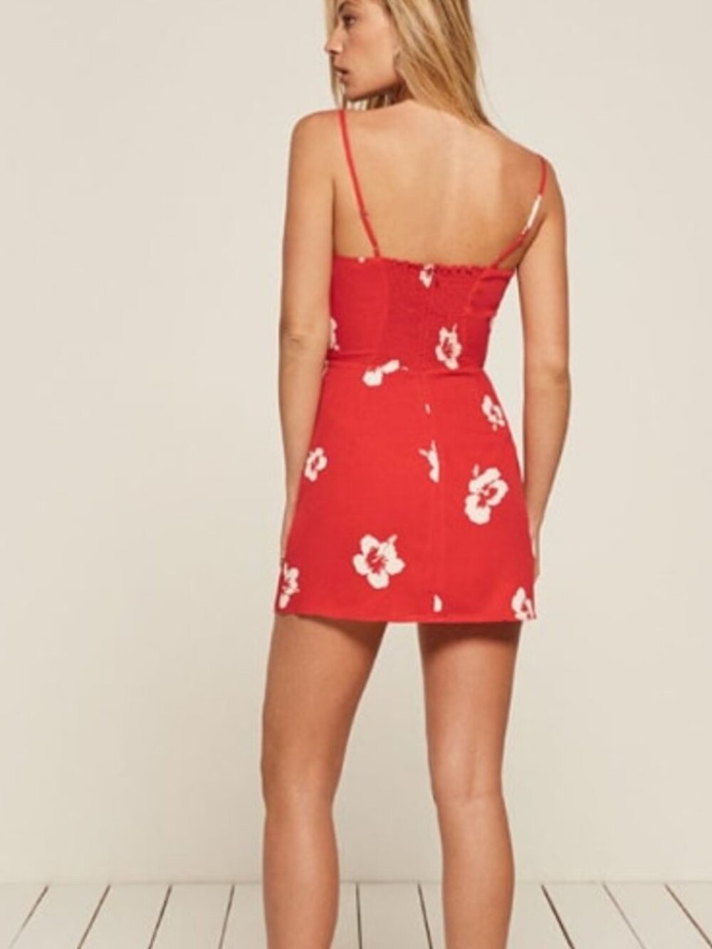 Reformation Rooney Red White Hawaiian Floral Mini Dress 0 - Picture 3 of 7
